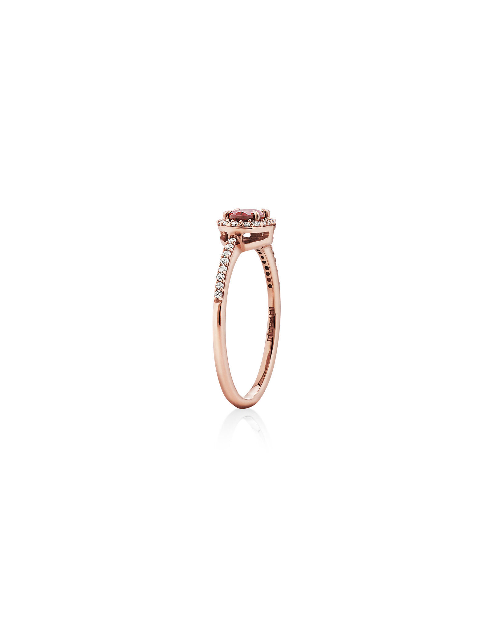 Halo Ring with Rhodolite Garnet 0.15 Carat TW of Diamonds in