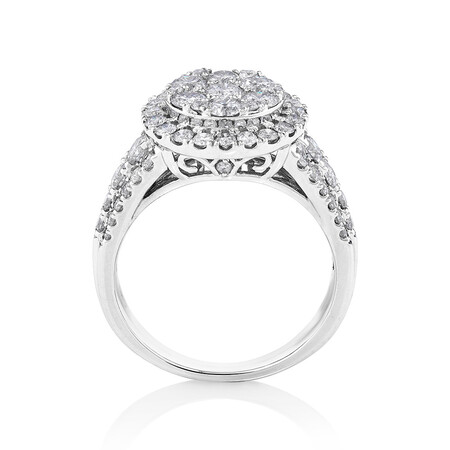 Halo Ring with 2 Carat Of Diamonds in 10ct White Gold Halo Ring with 2 Carat Of Diamonds in 10ct White Gold
