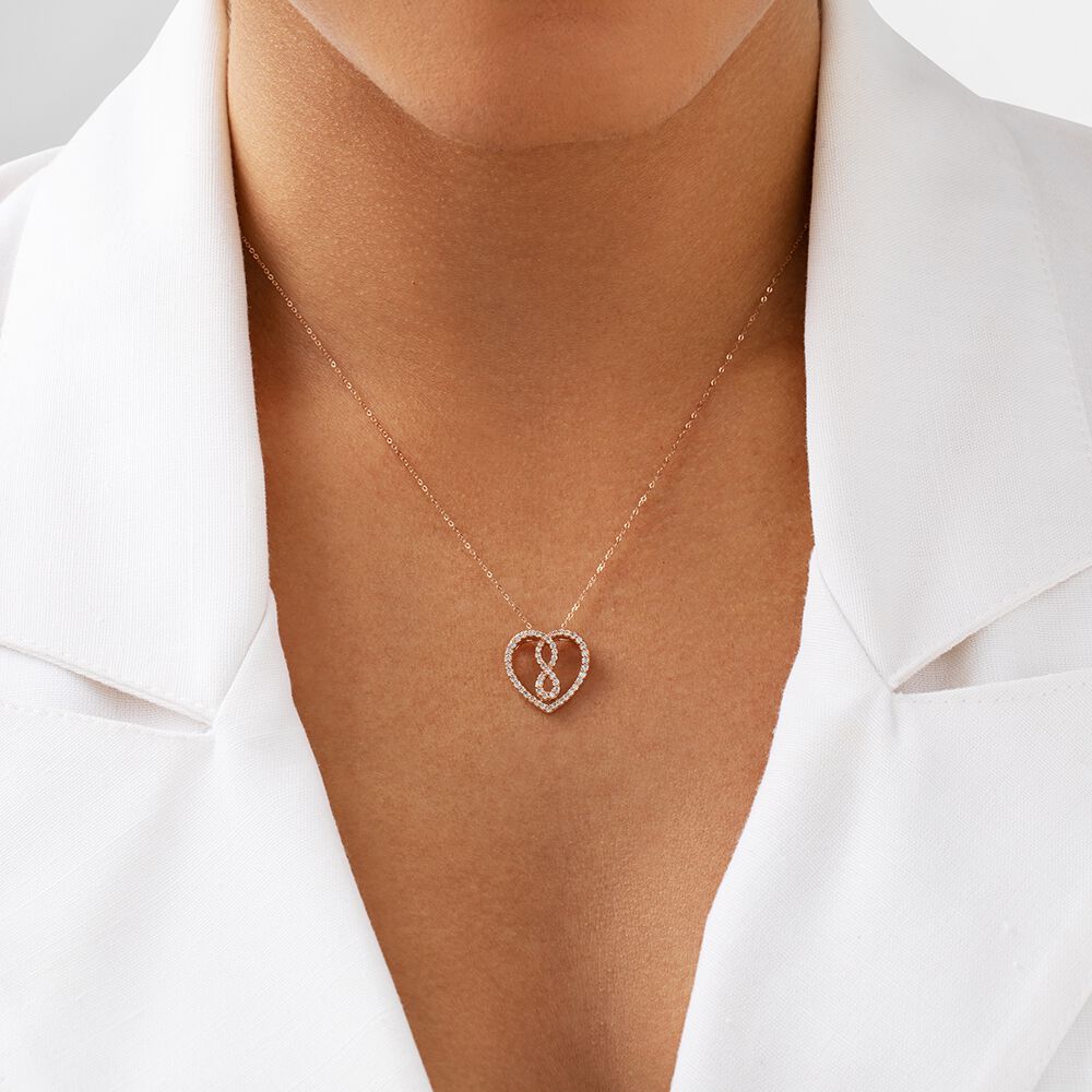 Small Infinitas Pendant with 1 4 Carat TW of Diamonds in 10kt Rose