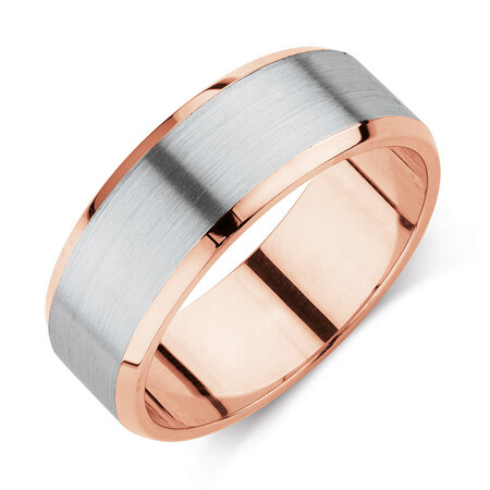 Men's Wedding Band in 10ct Rose & White Gold Men's Wedding Band in 10ct Rose & White Gold