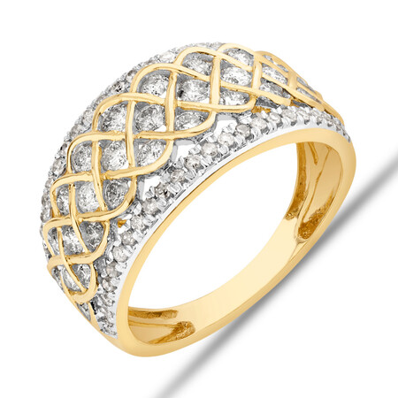 Pave Ring With 1.25 Carat TW Diamond in 10ct Yellow Gold