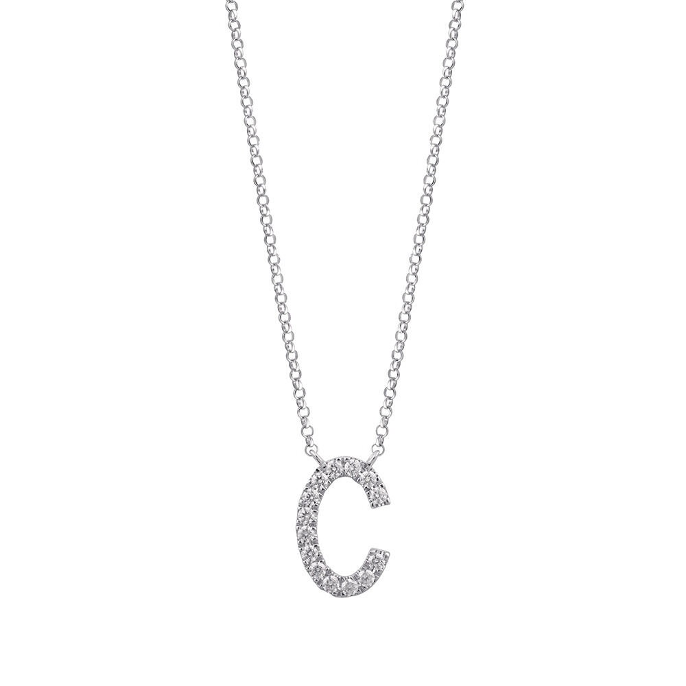 C Initial Necklace with 0.10 Carat TW 