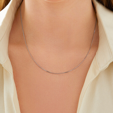 45cm (18") 1mm-1.5mm Width Curb Chain in Sterling Silver 45cm (18") 1mm-1.5mm Width Curb Chain in Sterling Silver