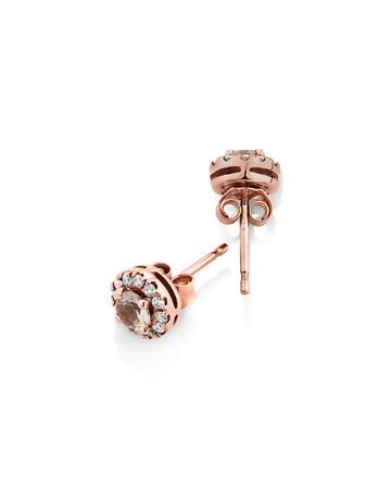 Stud Earrings with Morganite & .22 Carat TW of Diamonds in 10kt Rose Gold Stud Earrings with Morganite & .22 Carat TW of Diamonds in 10kt Rose Gold