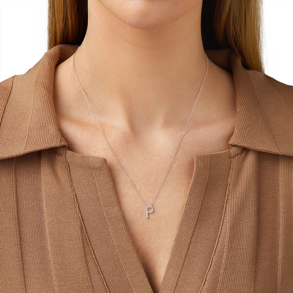 P Initial Necklace with 0.10 Carat TW 