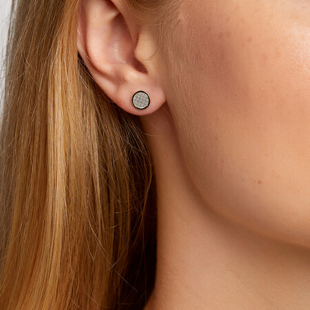Small Circle Glitter Stud Earrings in 10ct Yellow Gold Small Circle Glitter Stud Earrings in 10ct Yellow Gold