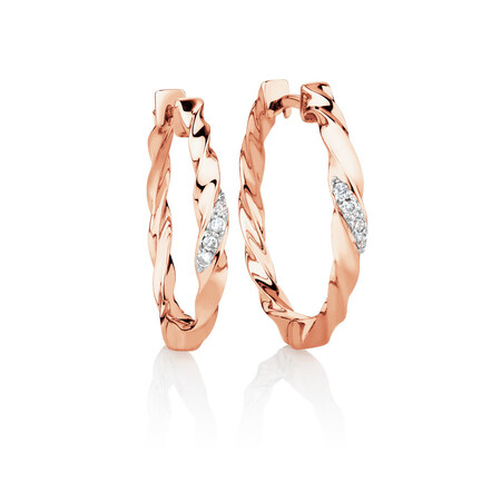 Hoop Earrings with Diamonds in 10ct Rose Gold Hoop Earrings with Diamonds in 10ct Rose Gold