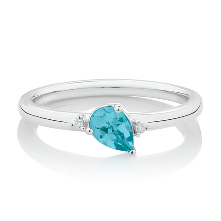 Stacker Ring with Diamonds & Blue Topaz in Sterling Silver Stacker Ring with Diamonds & Blue Topaz in Sterling Silver