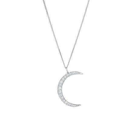 Moon Pendant with Cubic Zirconia in Sterling Silver
