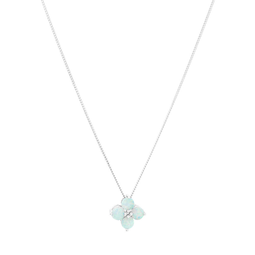 Laboratory Created Opal Floral Pendant 