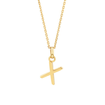 "X" Initial Pendant with Chain in 10kt Yellow Gold