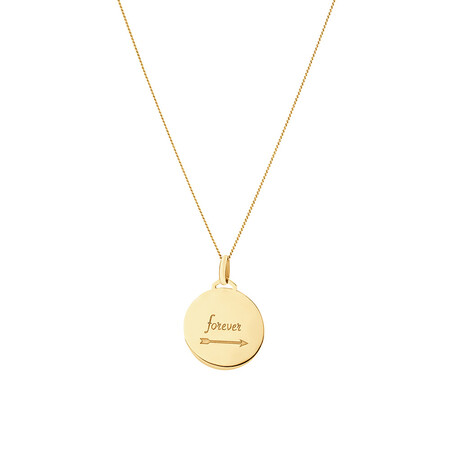 Disc Engraved Pendant in 10ct Yellow Gold