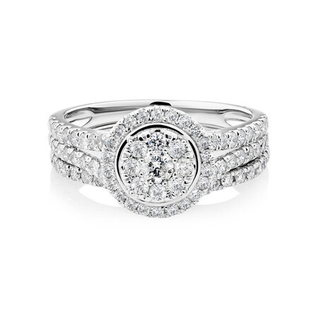 Bridal Set With 1 Carat of Diamonds In 10ct White Gold Bridal Set With 1 Carat of Diamonds In 10ct White Gold