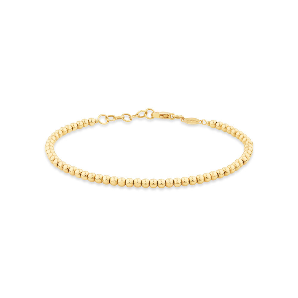 19cm 7.5 2.5mm 3mm Width Bead Bracelet in 10kt Yellow Gold