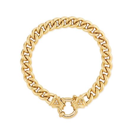 20cm (7") Diamond Set Curb Bracelet in 10kt Yellow Gold