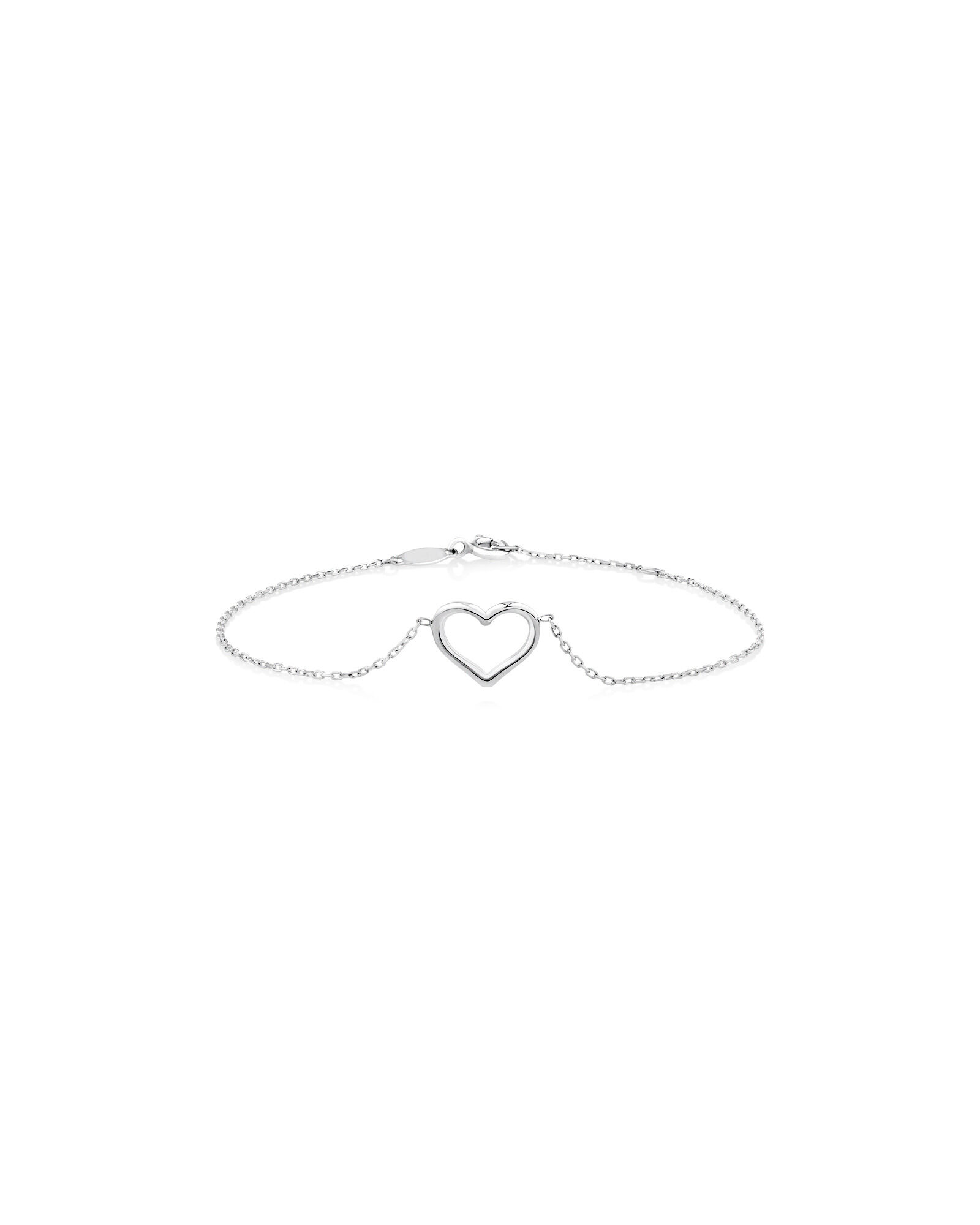19cm Open Heart Bracelet in Sterling Silver