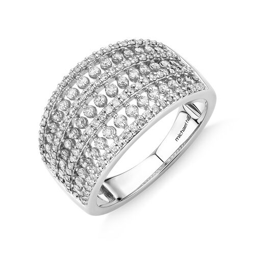 0.70 Carat TW 7-Row Diamond Ring in 10kt White Gold