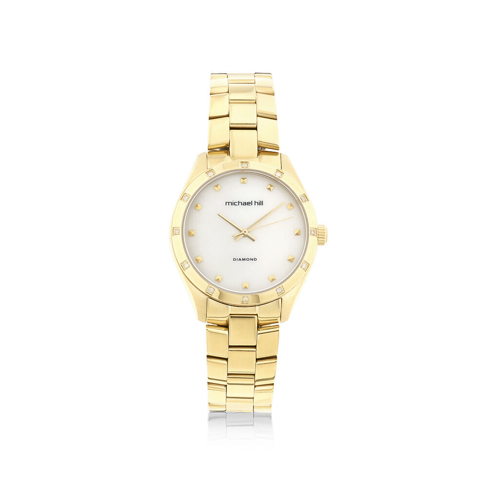 Ladies Watch with Diamonds in Gold Tone Stainless Steel