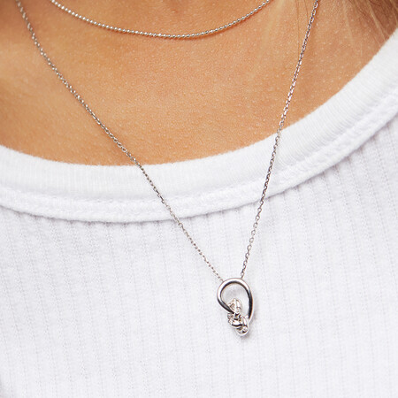 Mini Knots Necklace With Diamonds In Sterling Silver Mini Knots Necklace With Diamonds In Sterling Silver