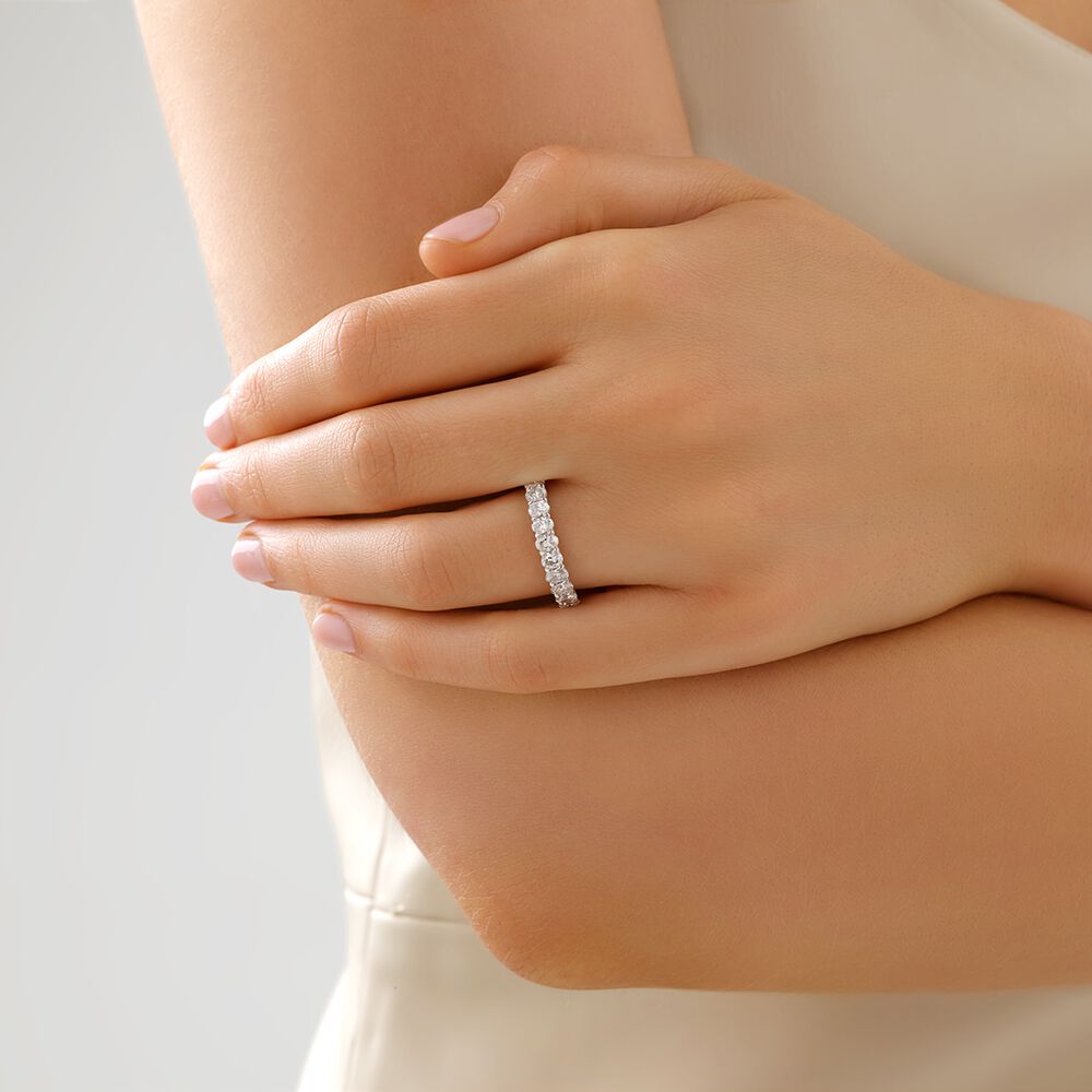 10 Stone Wedding Band with .90 Carat TW Diamonds in 14kt White Gold
