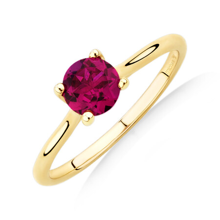 Ring with Laboratory Created Ruby in 10kt Yellow Gold