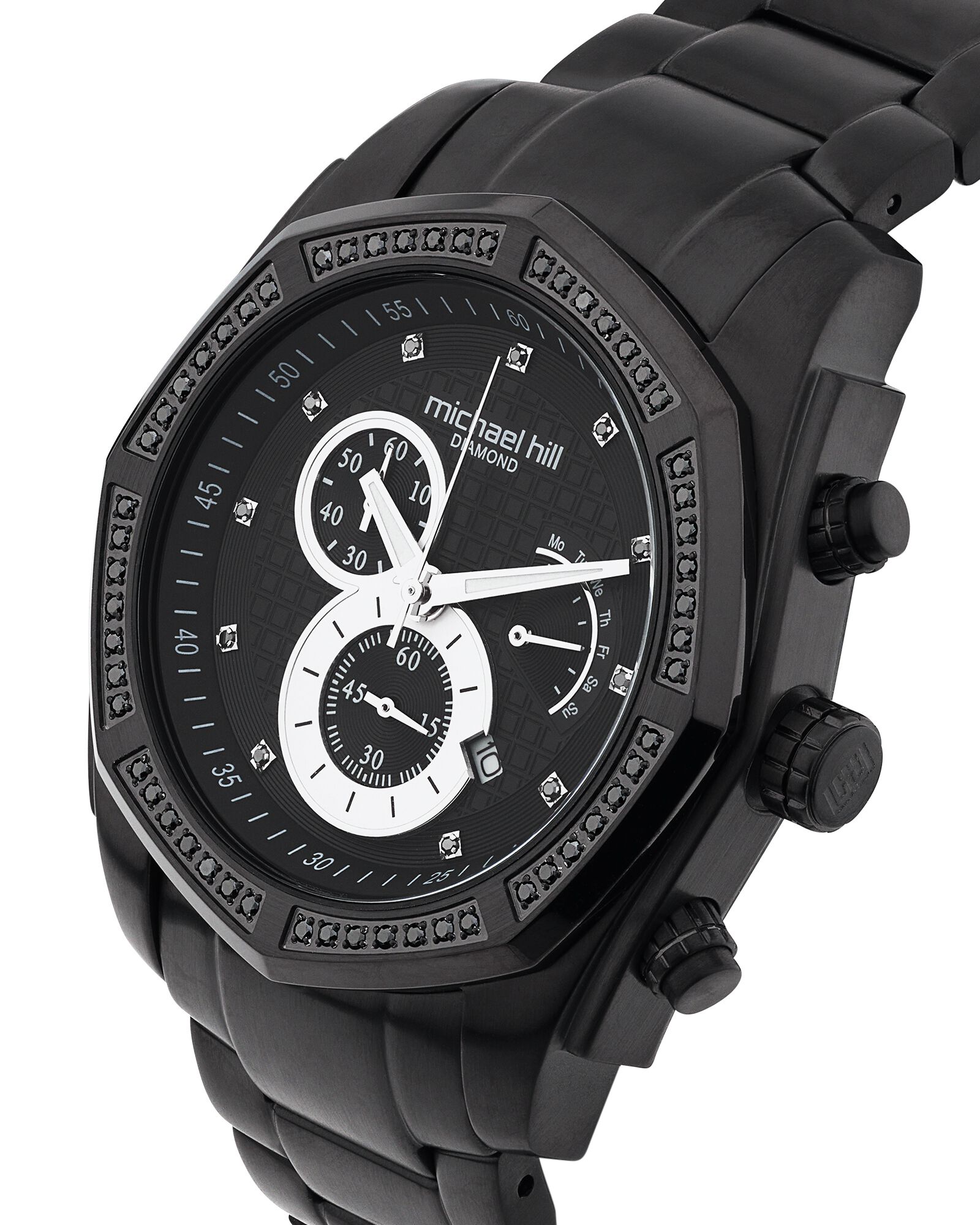 Men's Watch with 1/2 Carat TW of Diamonds in Black Stainless Steel