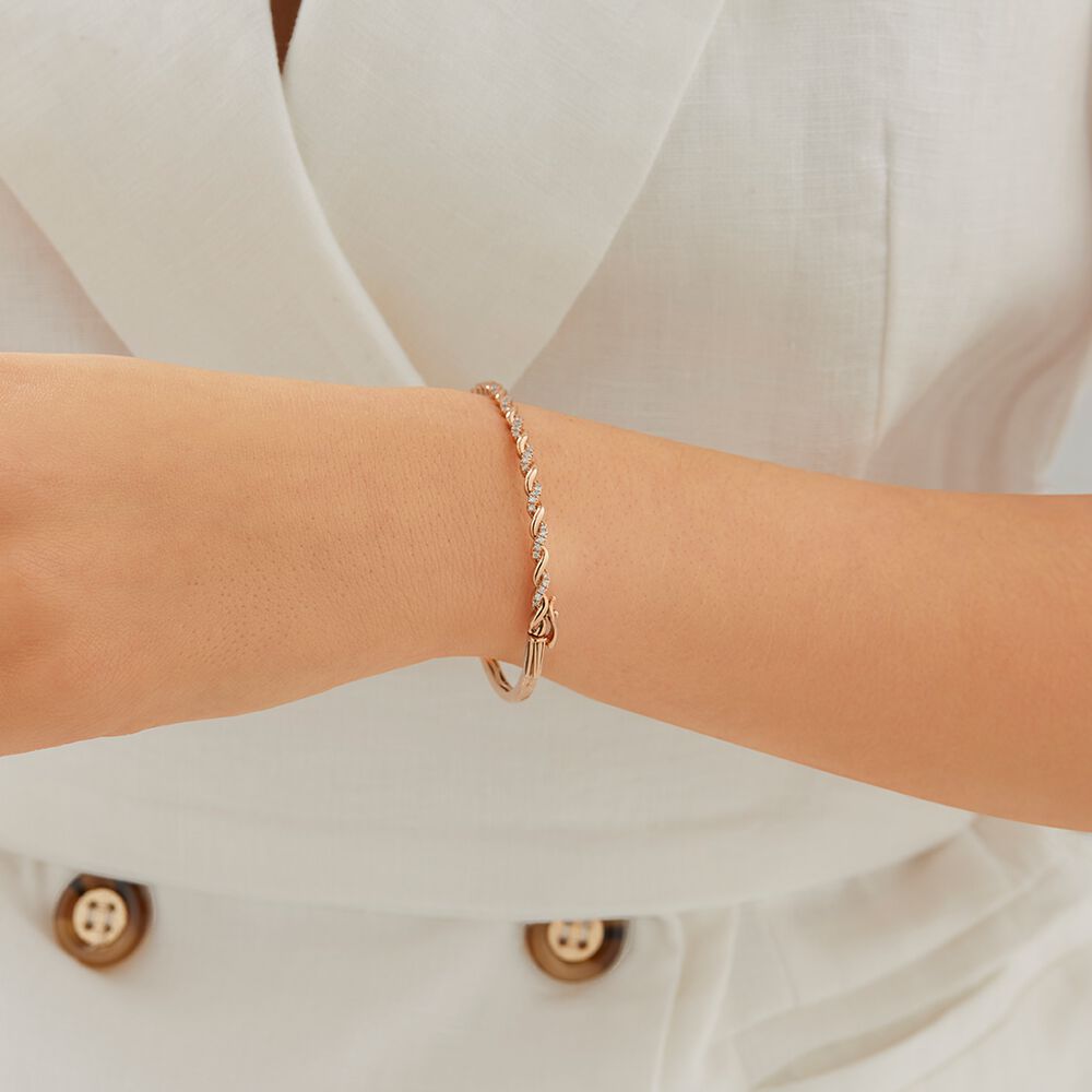 Twist Bangle With 0.33 Carat TW Diamonds In 10ct Rose Gold