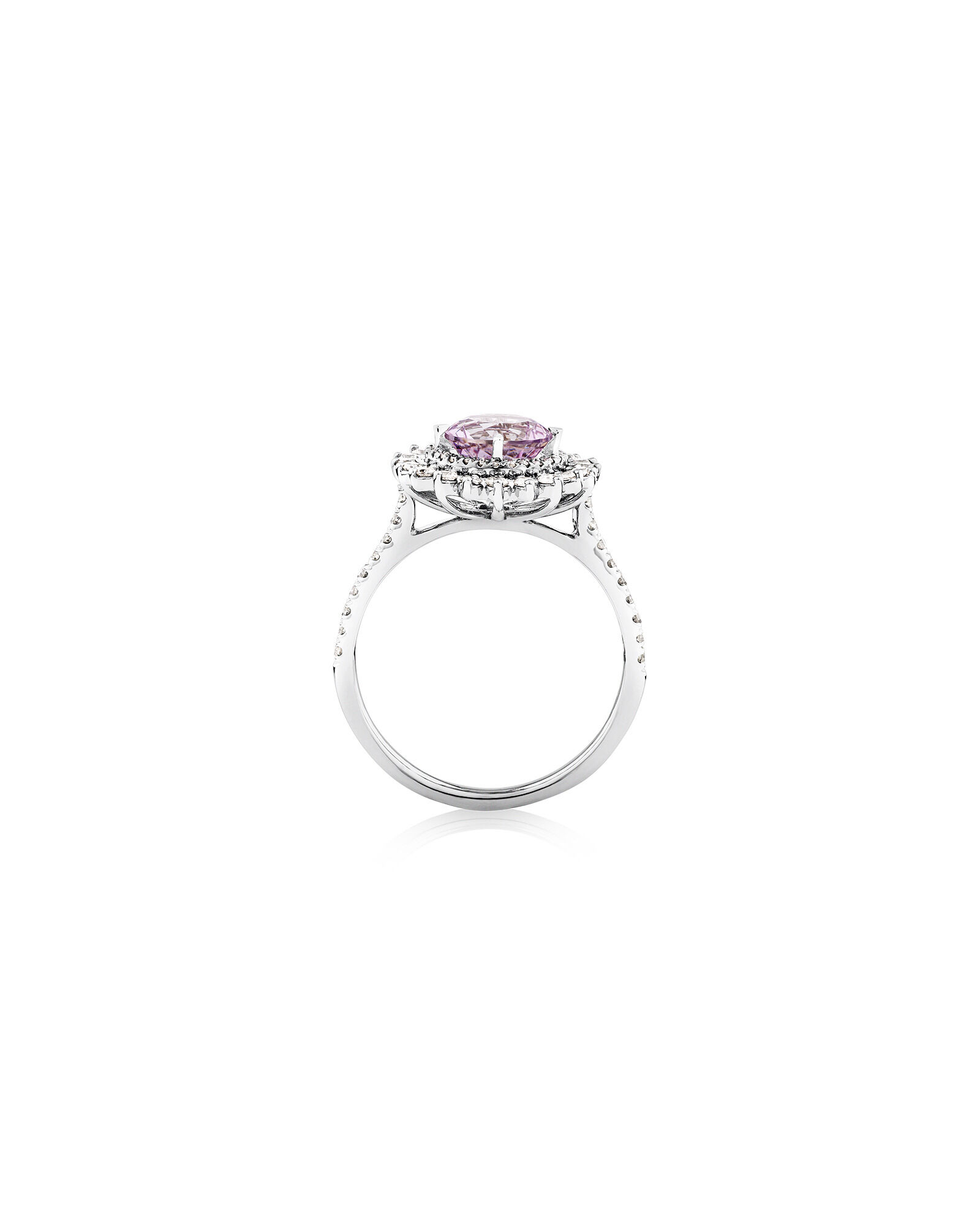 Diamond engagement ring with cheap amethyst accents
