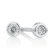 Round Stud Earrings with Diamonds in Sterling Silver
