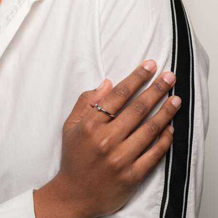 Circle Stacker Ring with Diamonds in Sterling Silver Circle Stacker Ring with Diamonds in Sterling Silver
