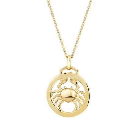 Cancer Zodiac Pendant with Chain in 10ct Yellow Gold Cancer Zodiac Pendant with Chain in 10ct Yellow Gold