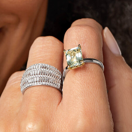Green Amethyst Ring in Sterling Silver & 10ct Yellow Gold Green Amethyst Ring in Sterling Silver & 10ct Yellow Gold