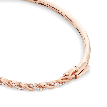 Twist Bangle With 0.33 Carat TW Diamonds In 10kt Rose Gold Twist Bangle With 0.33 Carat TW Diamonds In 10kt Rose Gold