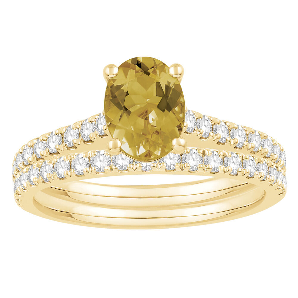 Bridal Set with Yellow Sapphire & 0.69 Carat TW of Diamonds in 14ct Yellow Gold