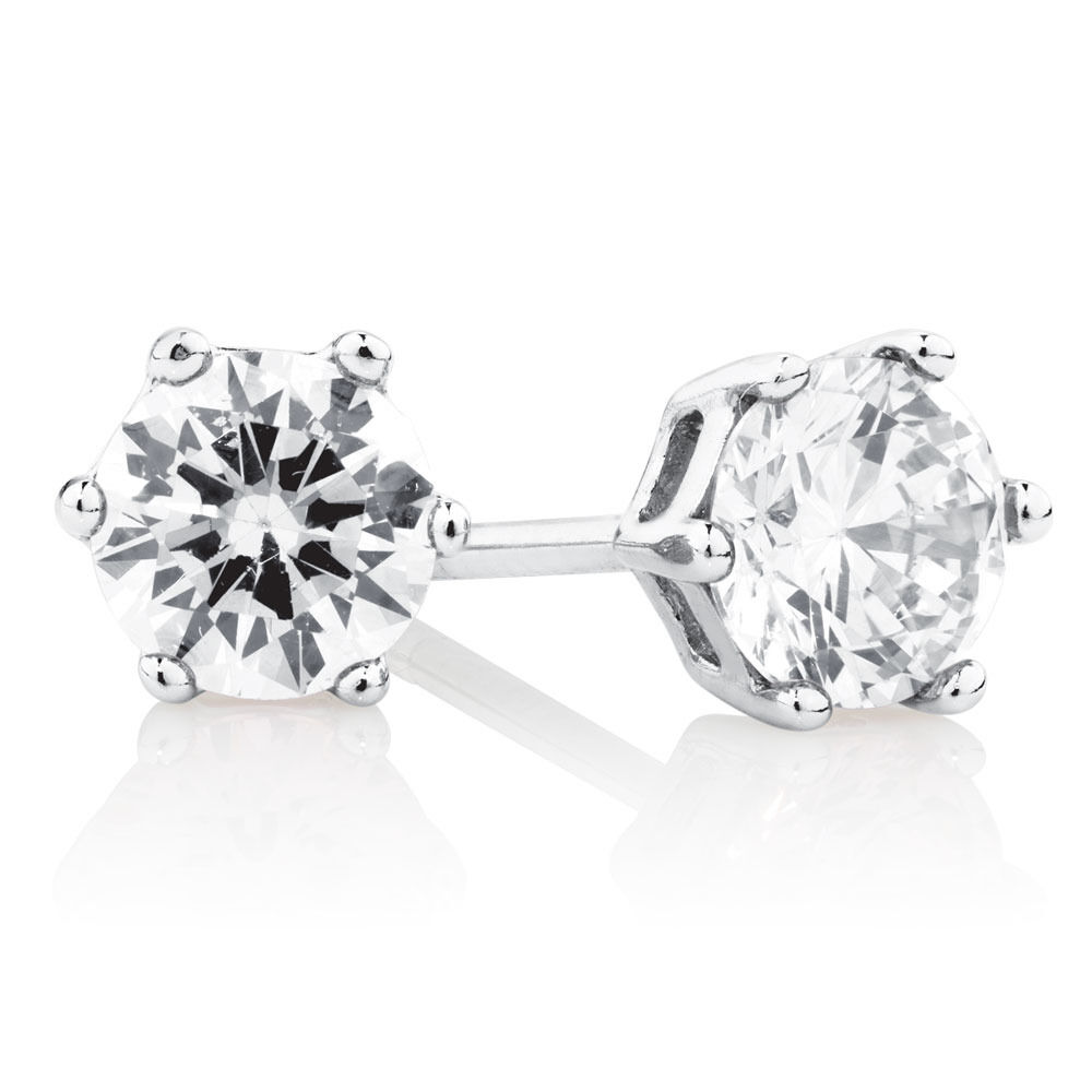 Stud Earrings with Cubic Zirconia in Sterling Silver