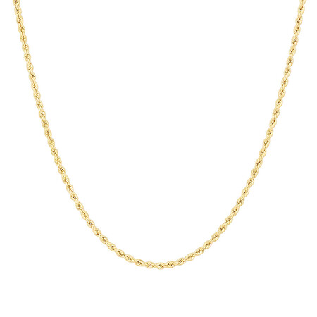 45cm (18") Hollow Rope Chain in 10ct Yellow Gold 45cm (18") Hollow Rope Chain in 10ct Yellow Gold