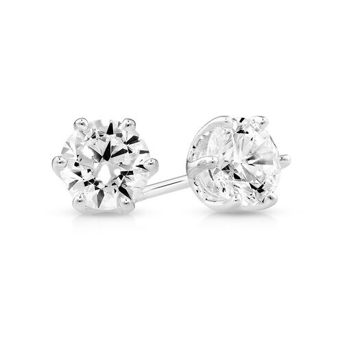Stud Earrings with Cubic Zirconia in Sterling Silver