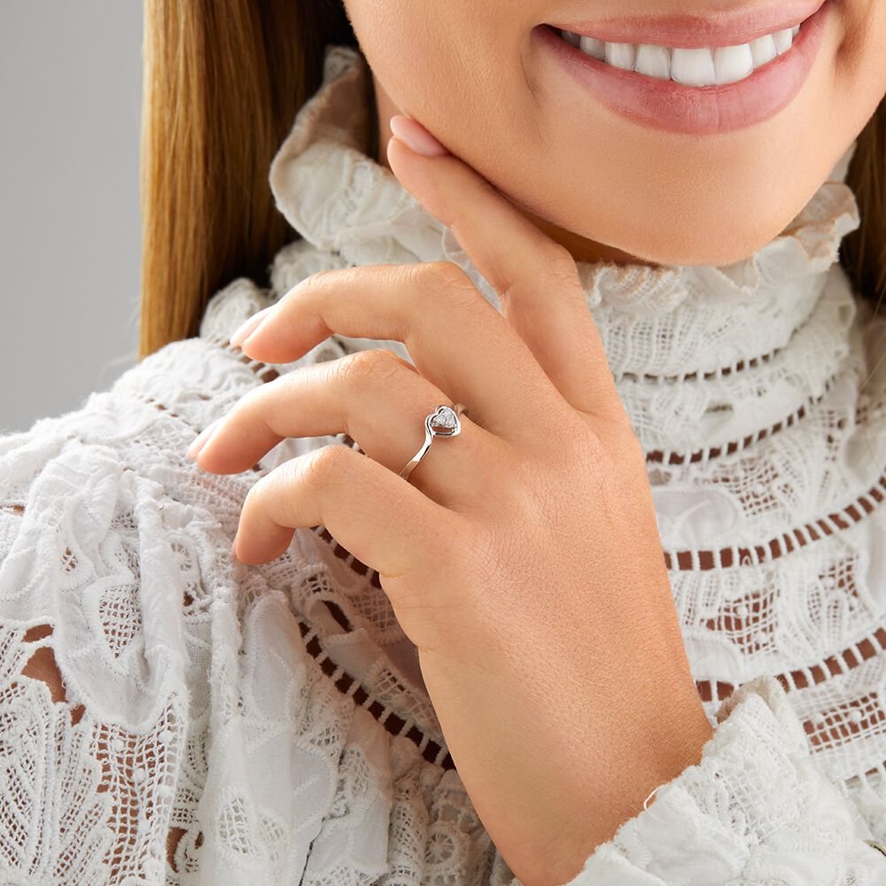 Promise Ring with Diamonds in Sterling Silver