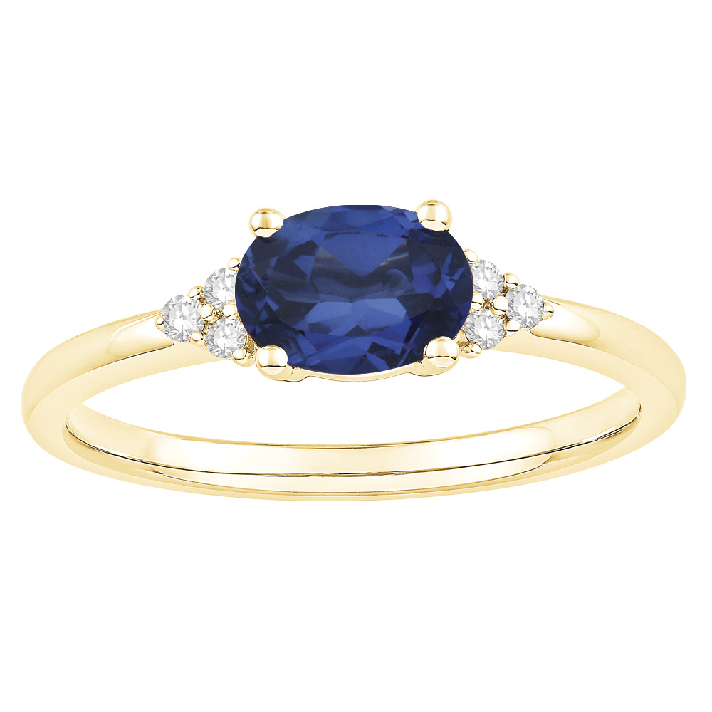 Ring with Sapphire & Diamond in 10ct Yellow Gold