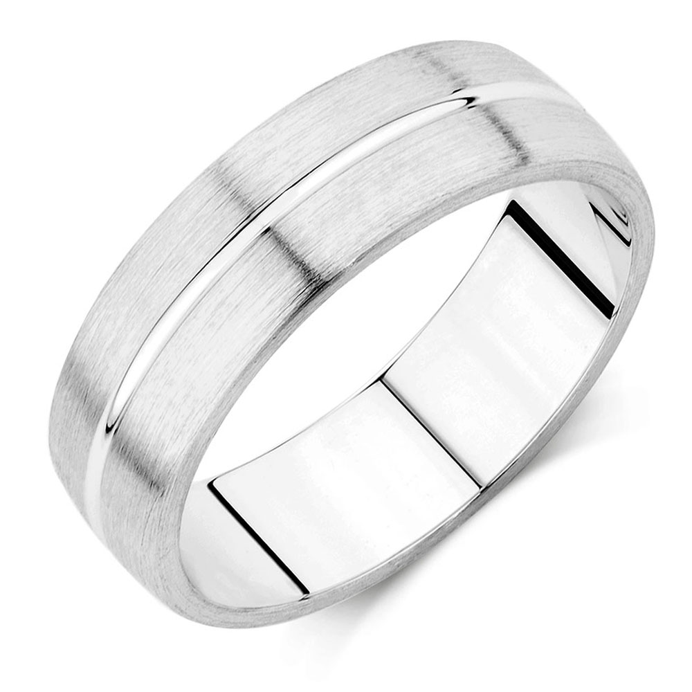  Men s  Wedding  Band  in 10ct White  Gold 