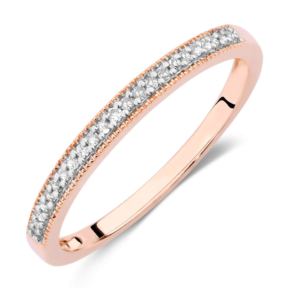 Wedding Band with Diamonds in 10ct Rose Gold