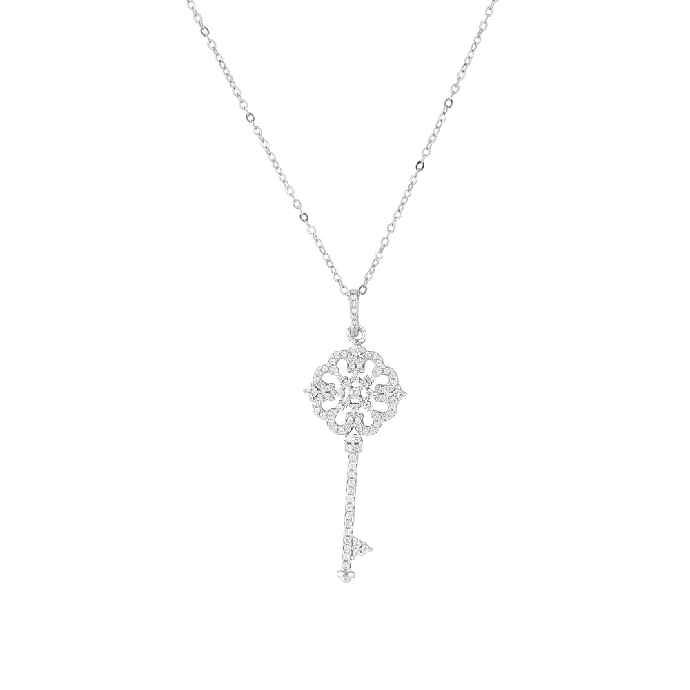 Key Pendant with Cubic Zirconia in 