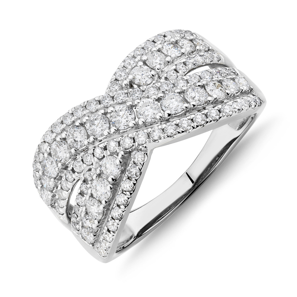 Crossover Ring With 1.25 Carat TW of Diamonds In 10ct White Gold