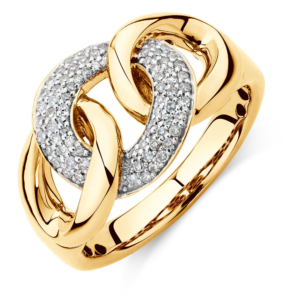 Link Ring with 1/4 Carat TW of Diamonds in 10ct Yellow Gold