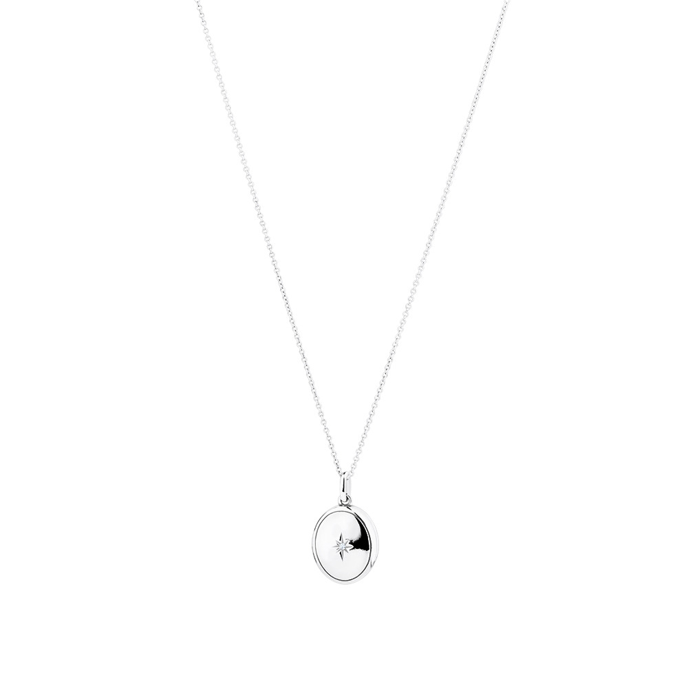 Mini Oval Locket Pendant with Cubic 