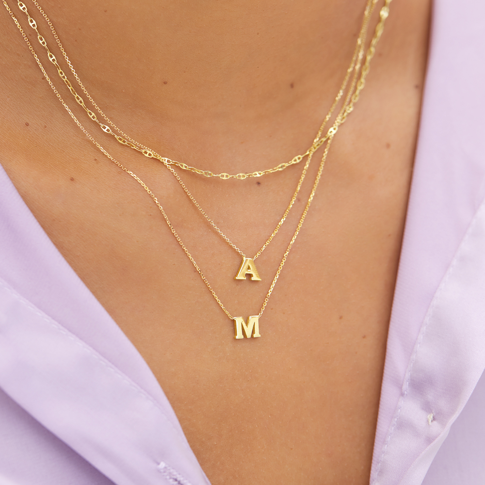"M" Initial Necklace in 10ct Yellow Gold