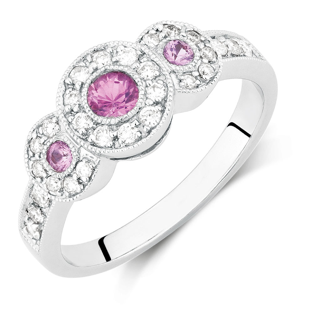 pink sapphire silver ring