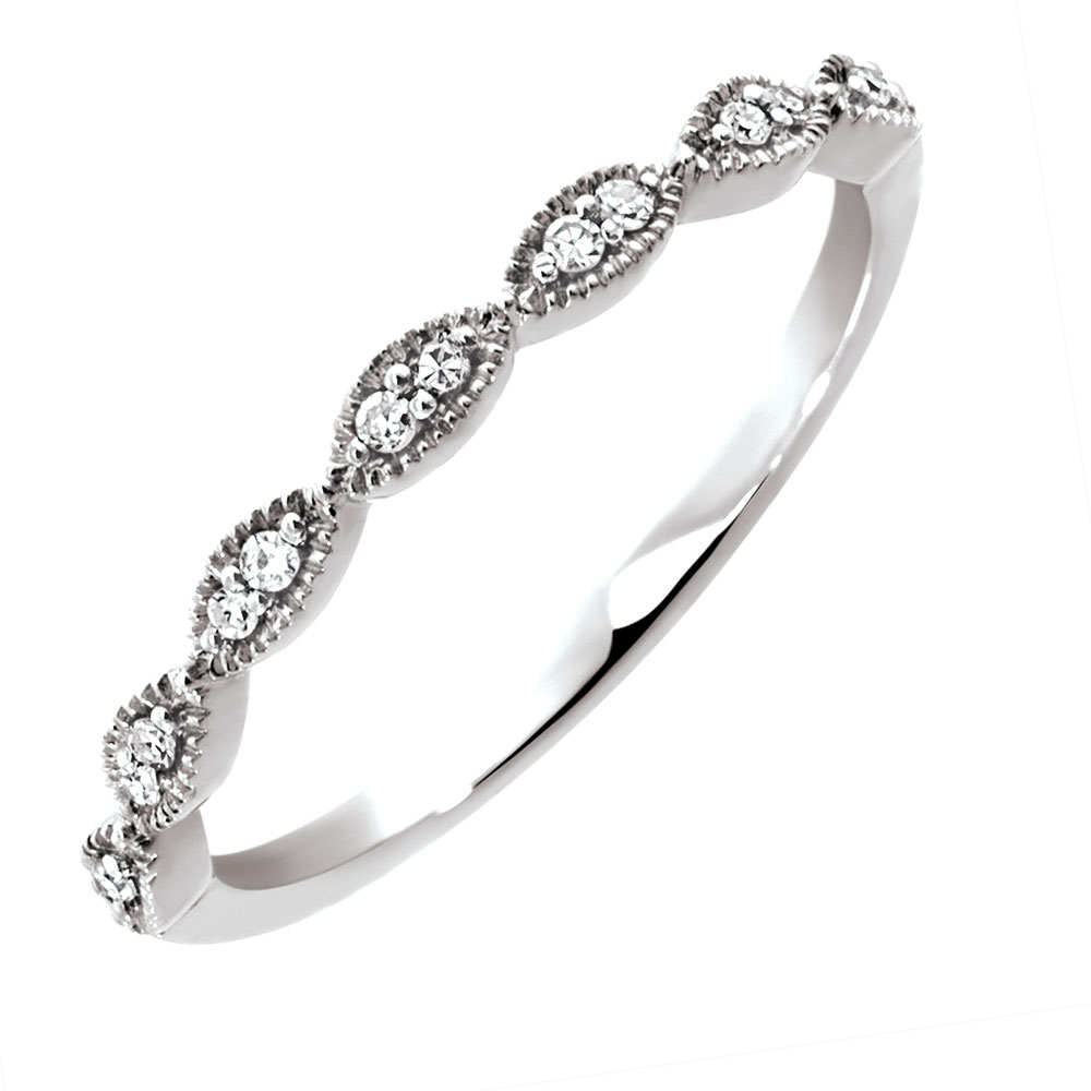 Wedding Band with Diamonds in 10ct White Gold