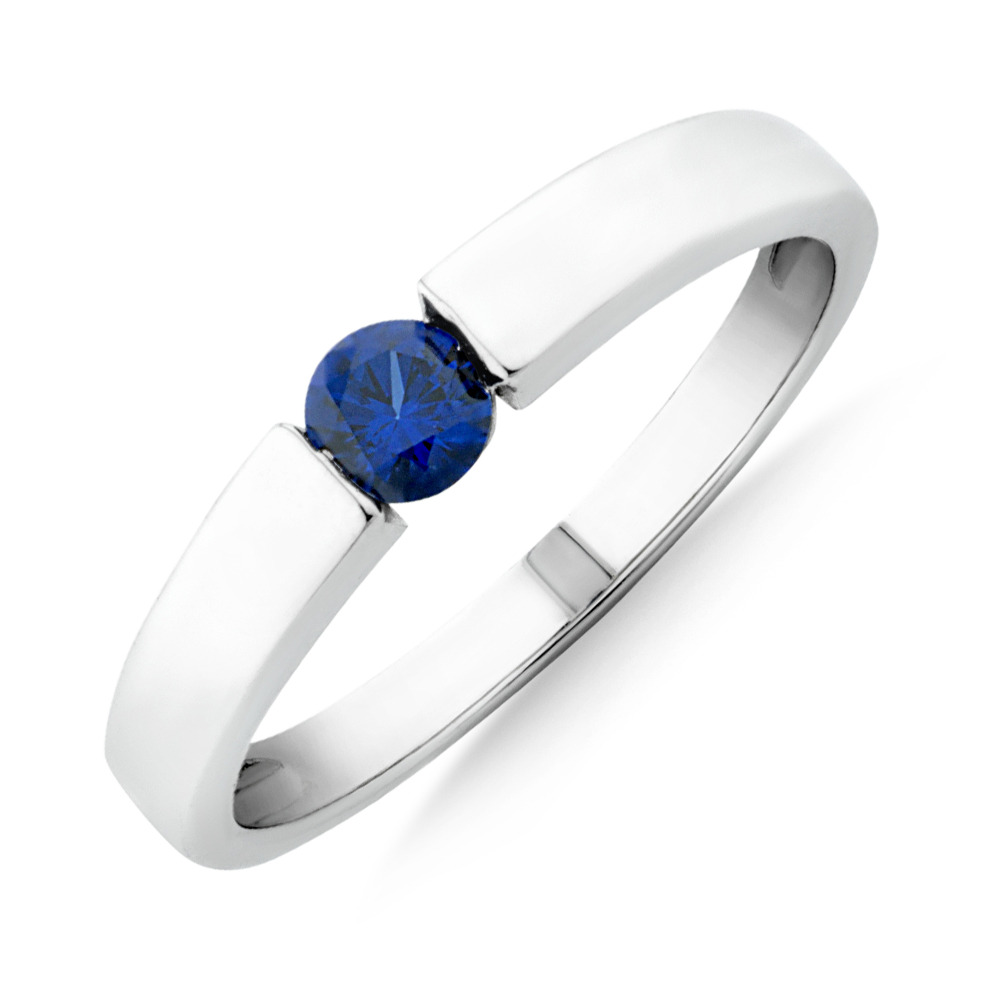 Ring with Blue Cubic Zirconia in Sterling Silver