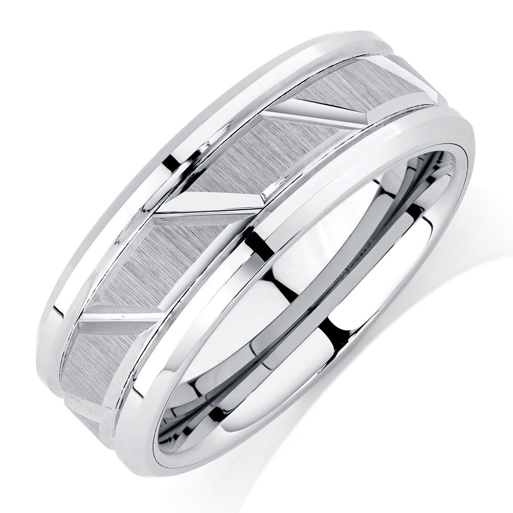 7mm Men's Ring in White Tungsten